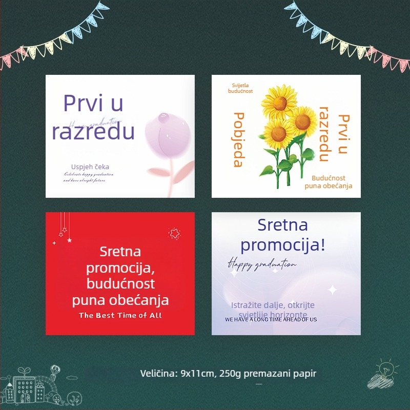 Buket za završnu maturu uz čestitarske kartice i ručno pisane poruke