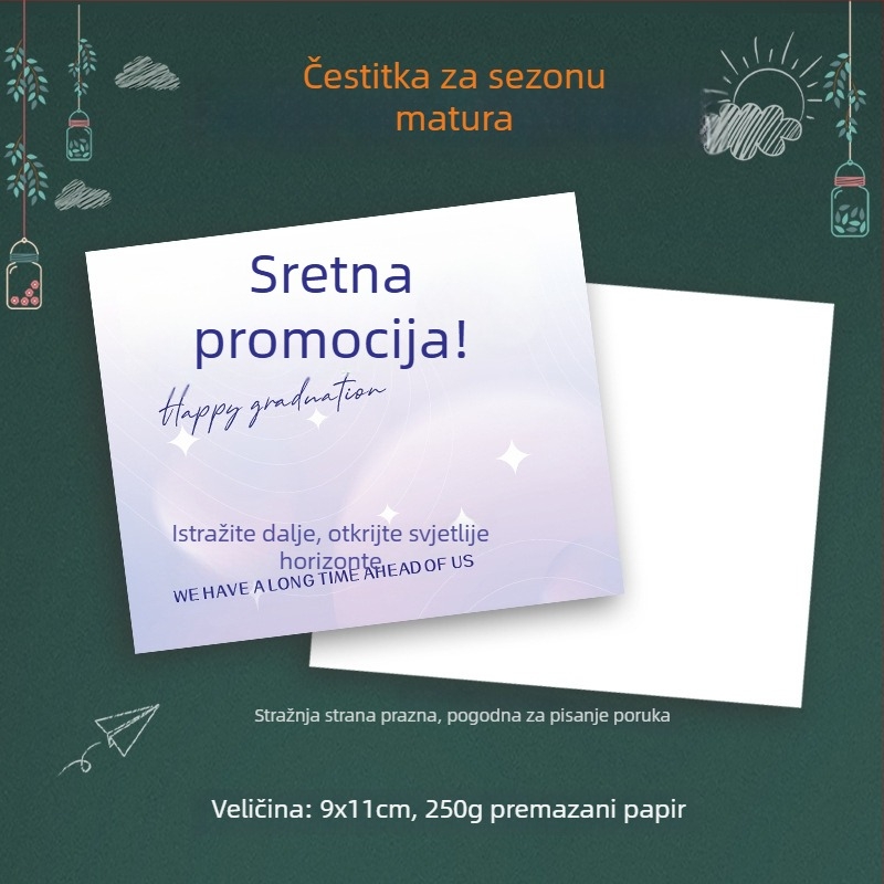 Buket za završnu maturu uz čestitarske kartice i ručno pisane poruke