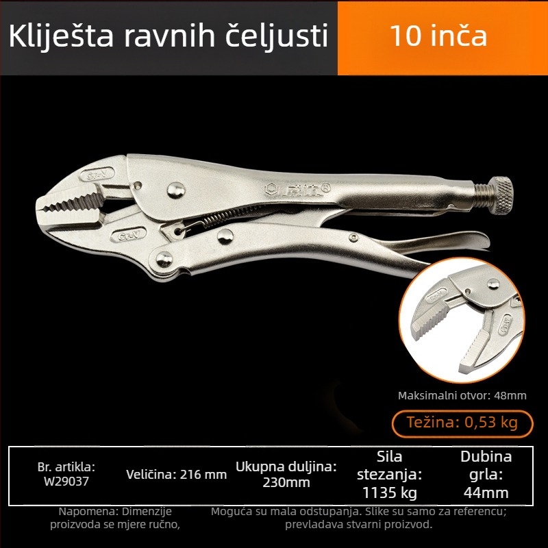 Weida industrijske razine teške kliješta – višenamjenske kliješta i univerzalne cijevne kliješta za stolariju, ručno brtvljenje, kružni otvor, 10 inča