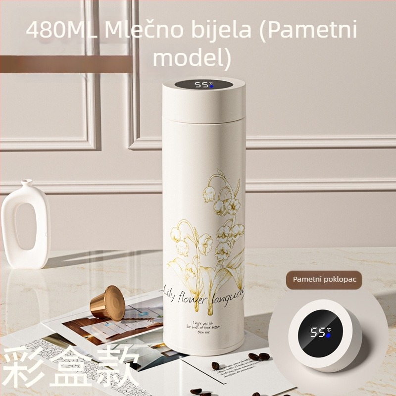 Izolirana čaša od 316 nehrđajućeg čelika s dizajnom Lily of the Valley, gravirano logo, prenosna