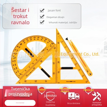 Magnetski nastavni geometrijski set: veliki trokutasti ravnalo, ravnalo, kružilo i kutomjer