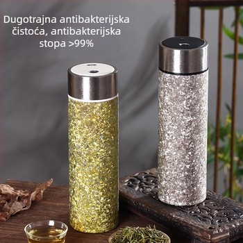 Šalica od titana s otključavanjem otiskom prsta, dvostruka izolacija, čajni infuzor, prijenosna ravna titanijska čaša