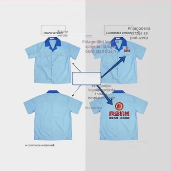 Šarena radna uniforma s ovratnikom za tvornicu, kratkih rukava, radno odijelo za radionu, zaštitna radna odjeća, mogućnost izvezenog ili otisnutog logotipa