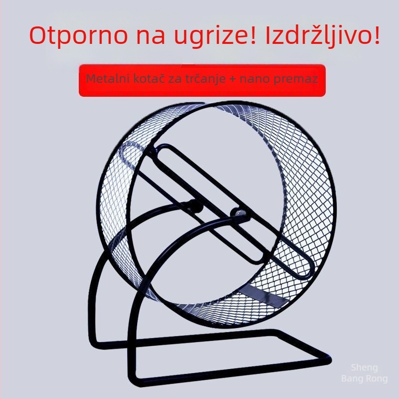 Tiho trkaći kotačić za hrčka sa metalnom potporom; plastična igračka za oštrenje noktiju za ježa i vjevericu
