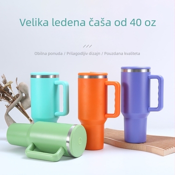 40oz vakuumska šalica s ručkom, velikog kapaciteta, prijenosna auto šalica sa slamkom
