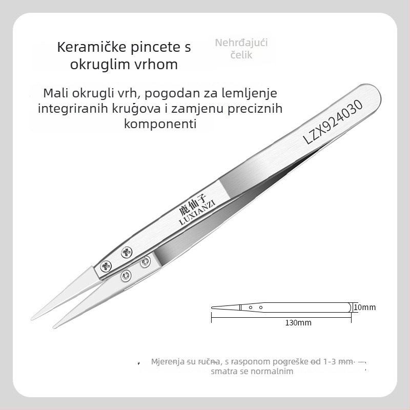 Pinze s izmjenjivim glavama od nehrđajućeg čelika, izolirane, keramičko-antistatike, nemagnetične, s savijenim vrhom, za održavanje mobilnih telefona, otporne na visoke temperature