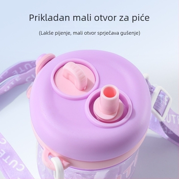 Minimalistička plastična čaša s dizajnom čaja od cvijeća, sa slamkom, prijenosna kompaktna čaša za vodu za studente i parove, influencer stil