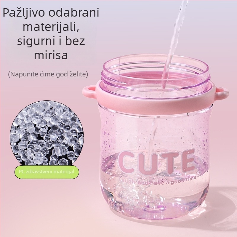 Minimalistička plastična čaša s dizajnom čaja od cvijeća, sa slamkom, prijenosna kompaktna čaša za vodu za studente i parove, influencer stil