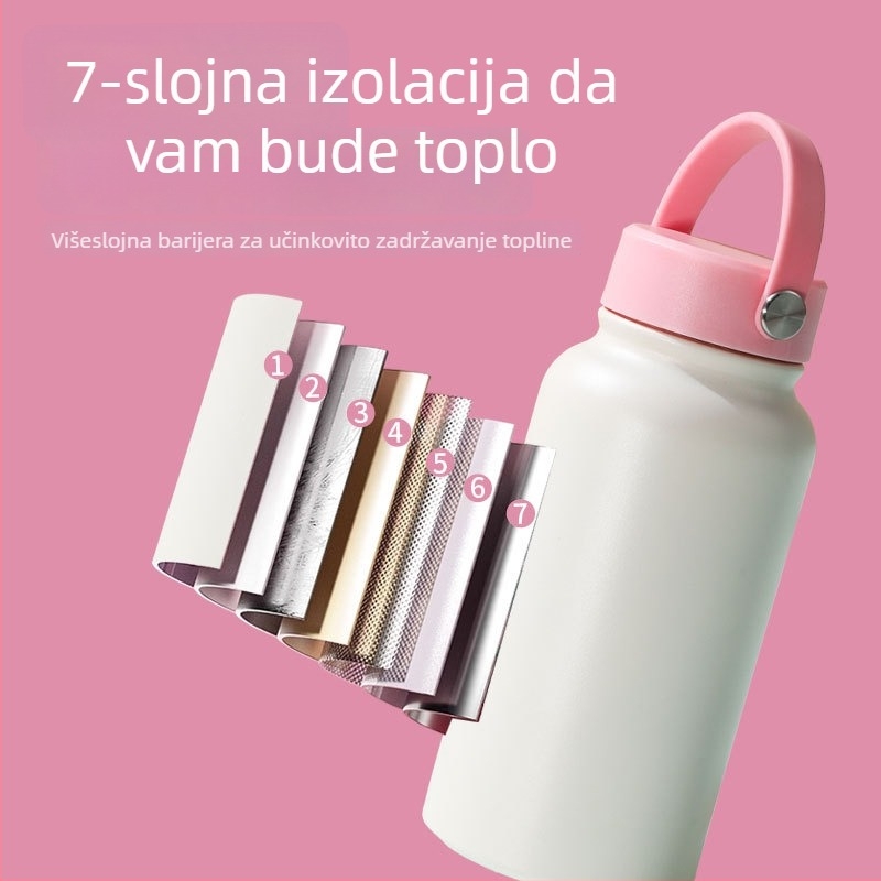 Termos šalice velike kapacitete, vakuumska izolacija, za vanjsku upotrebu i auto — svemirski dizajn, prijenosna