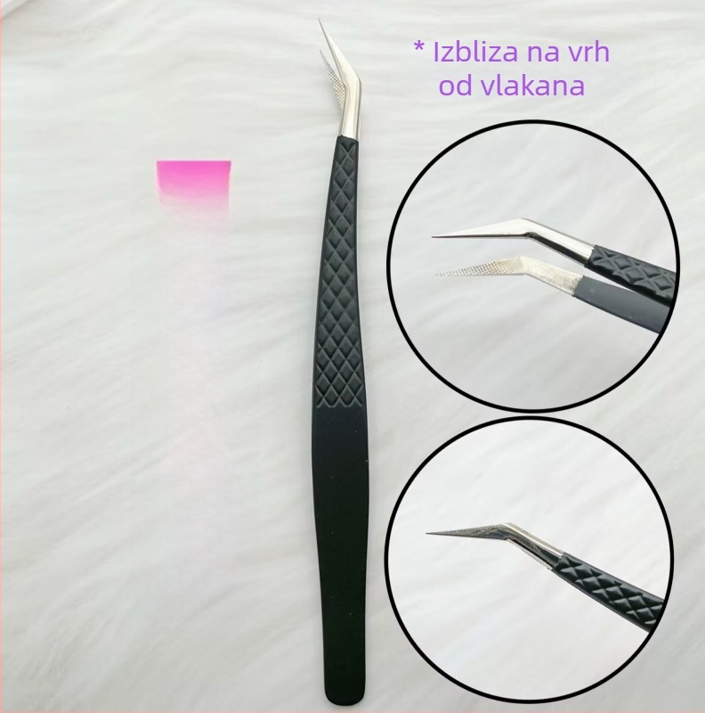 Precizne pincete od nehrđajućeg čelika s vlaknastim vrhom za obrve i trepavice