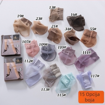 5 pari SK ultra-tanki 0D kristalno svilenih kratkih čarapa 2905 za žene, ljeto, šarene prozirne čarape, ružičasta i ljubičasta, visoka prozirnost, sexy
