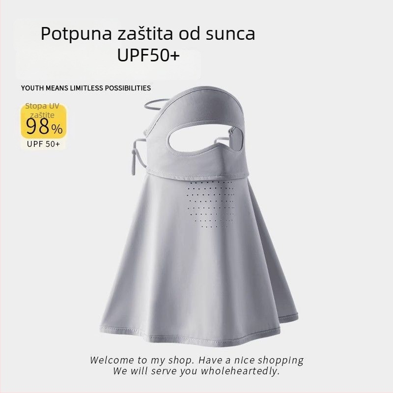 Maska za sunce s punim licem za outdoor biciklizam – prozračna ice silk maska, zaštita za vrat, unisex