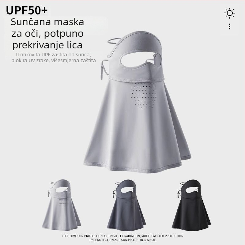 Maska za sunce s punim licem za outdoor biciklizam – prozračna ice silk maska, zaštita za vrat, unisex