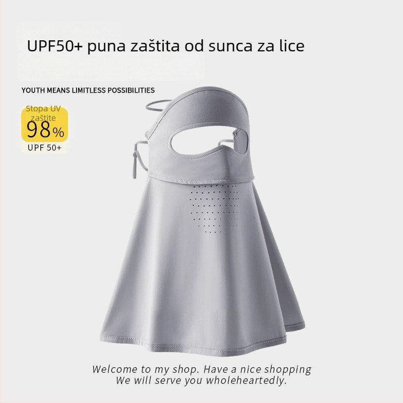 Maska za sunce s punim licem za outdoor biciklizam – prozračna ice silk maska, zaštita za vrat, unisex