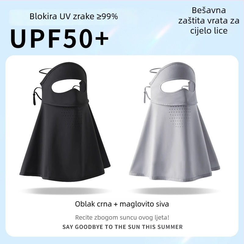 Maska za sunce s punim licem za outdoor biciklizam – prozračna ice silk maska, zaštita za vrat, unisex