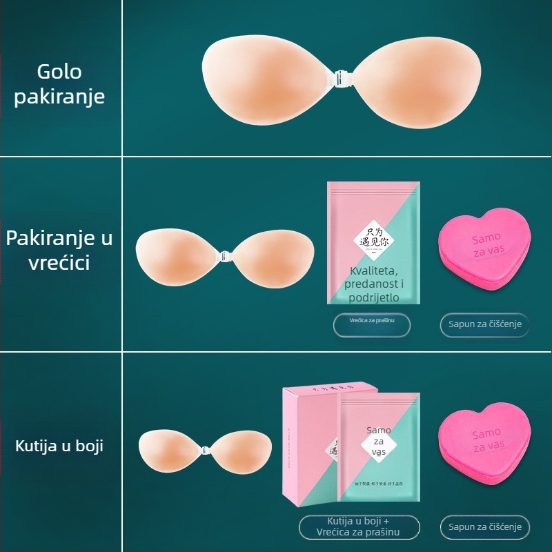 Silikonski nevidljivi flaster za grudi bez naramenica, podiže mali grudi za svadbenu fotografiju