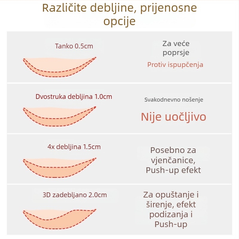 Silikonski nevidljivi flaster za grudi bez naramenica, podiže mali grudi za svadbenu fotografiju