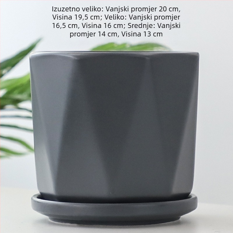 Keramički lonac za cvijeće, bijeli mat završetak s crnim pladnjem, skandinavski stil, kreativni dizajn za zelene biljke (veliki i mali)