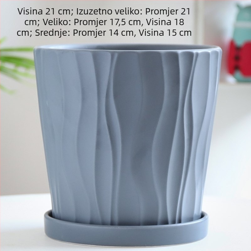Keramički lonac za cvijeće, bijeli mat završetak s crnim pladnjem, skandinavski stil, kreativni dizajn za zelene biljke (veliki i mali)