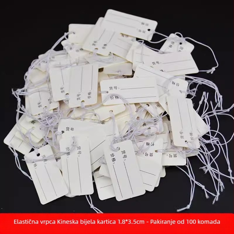 Veliki elastični užet, prazna viseća etiketa 3×4,5 cm za prtljagu, odjeću i lampe – etiketa s cijenom