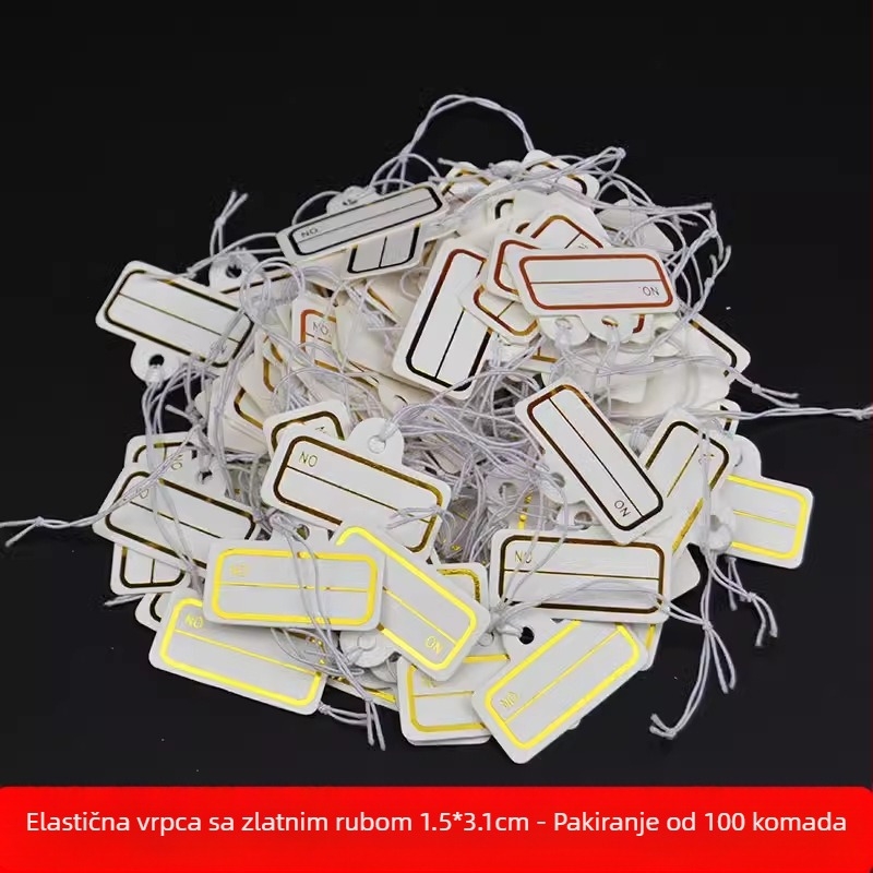 Veliki elastični užet, prazna viseća etiketa 3×4,5 cm za prtljagu, odjeću i lampe – etiketa s cijenom