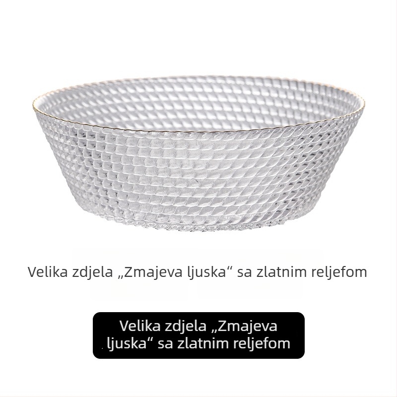 Stakleni tanjur za voće i grickalice u nordijskom stilu, zdjela s motivom zmajih ljuskica, moderna prozirna