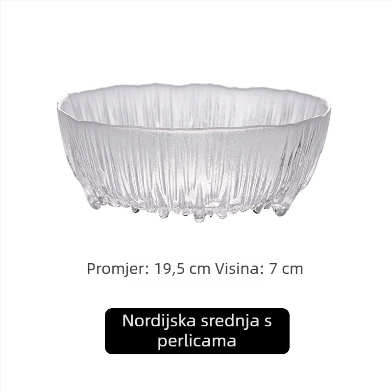 Stakleni tanjur za voće i grickalice u nordijskom stilu, zdjela s motivom zmajih ljuskica, moderna prozirna