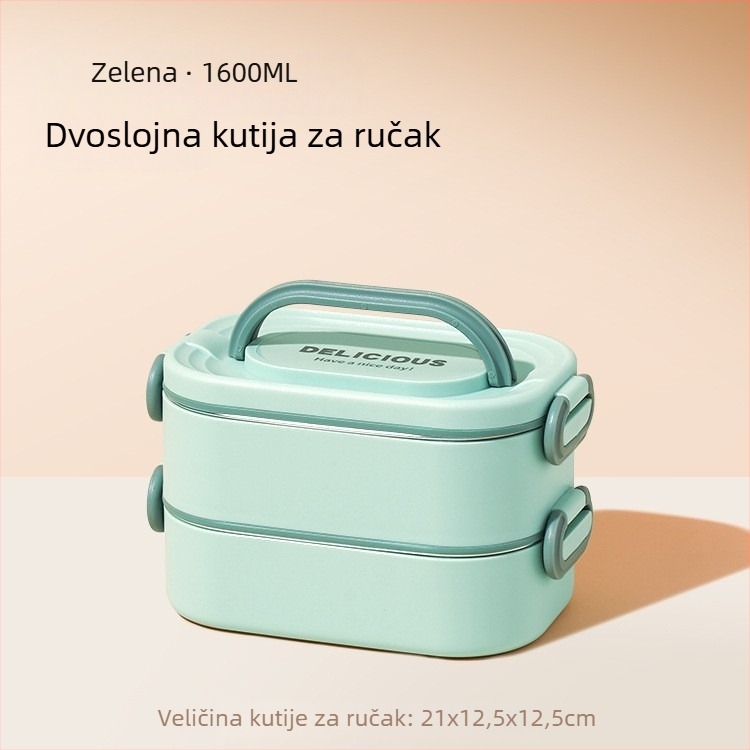 Višeslojna izolirana kutija za ručak za uredske djelatnike, pogodna za mikrovalnu, s velikim kapacitetom i pretincom za rižu