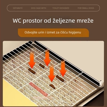 Luksuzni kavez za pse u stilu vile za male pse s prostranim unutarnjim prostorom, ugrađenom toaletom i odvojenom kućicom za psa