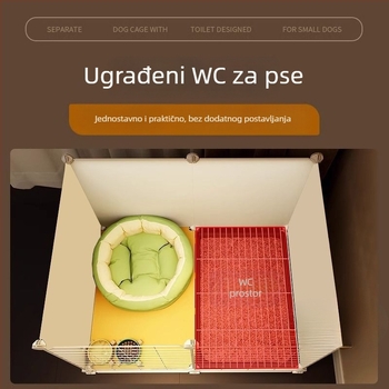 Luksuzni kavez za pse u stilu vile za male pse s prostranim unutarnjim prostorom, ugrađenom toaletom i odvojenom kućicom za psa