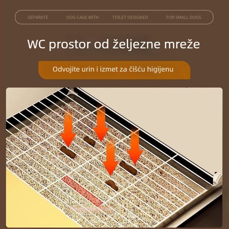 Luksuzni kavez za pse u stilu vile za male pse s prostranim unutarnjim prostorom, ugrađenom toaletom i odvojenom kućicom za psa