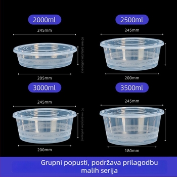 Jednokratna velika okrugla kutija za hranu, debeli PP, ekološki prihvatljiva kutija za dostavu za vrući pot, jastog, pržena piletina i dinstana riba