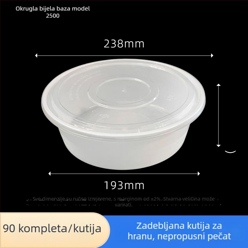 Jednokratna velika okrugla kutija za hranu, debeli PP, ekološki prihvatljiva kutija za dostavu za vrući pot, jastog, pržena piletina i dinstana riba