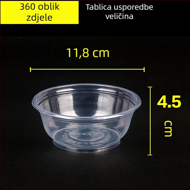 Jednokratna plastična okrugla zdjela za juhu s poklopcem, mikrovalno sigurna, pogodna za tjesteninu, dostavu, restorane i kućne obroke.