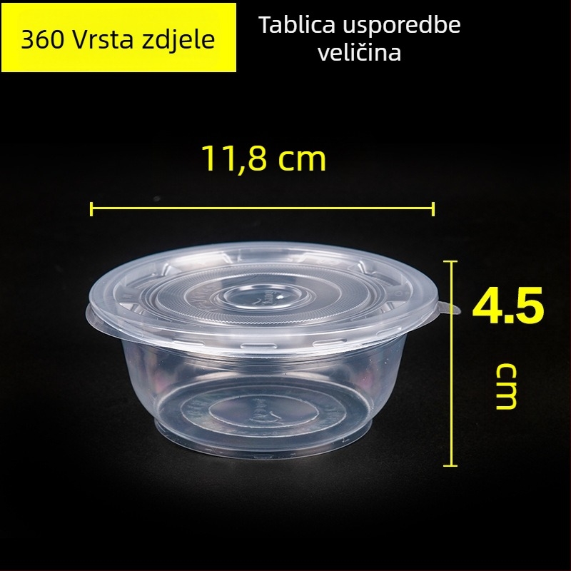Jednokratna plastična okrugla zdjela za juhu s poklopcem, mikrovalno sigurna, pogodna za tjesteninu, dostavu, restorane i kućne obroke.