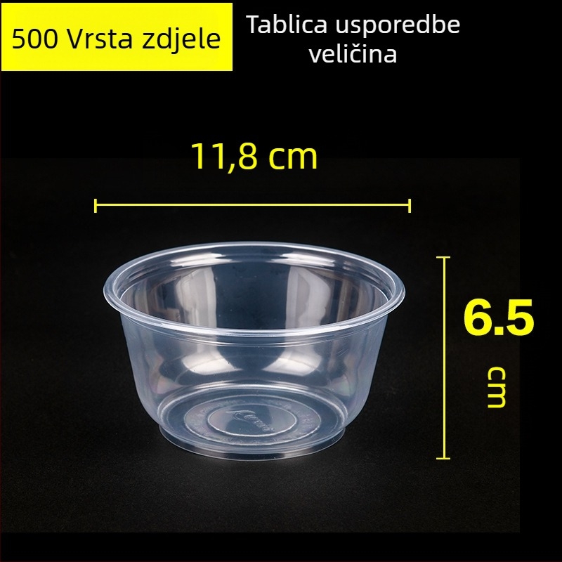 Jednokratna plastična okrugla zdjela za juhu s poklopcem, mikrovalno sigurna, pogodna za tjesteninu, dostavu, restorane i kućne obroke.