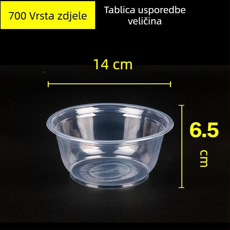 Jednokratna plastična okrugla zdjela za juhu s poklopcem, mikrovalno sigurna, pogodna za tjesteninu, dostavu, restorane i kućne obroke.