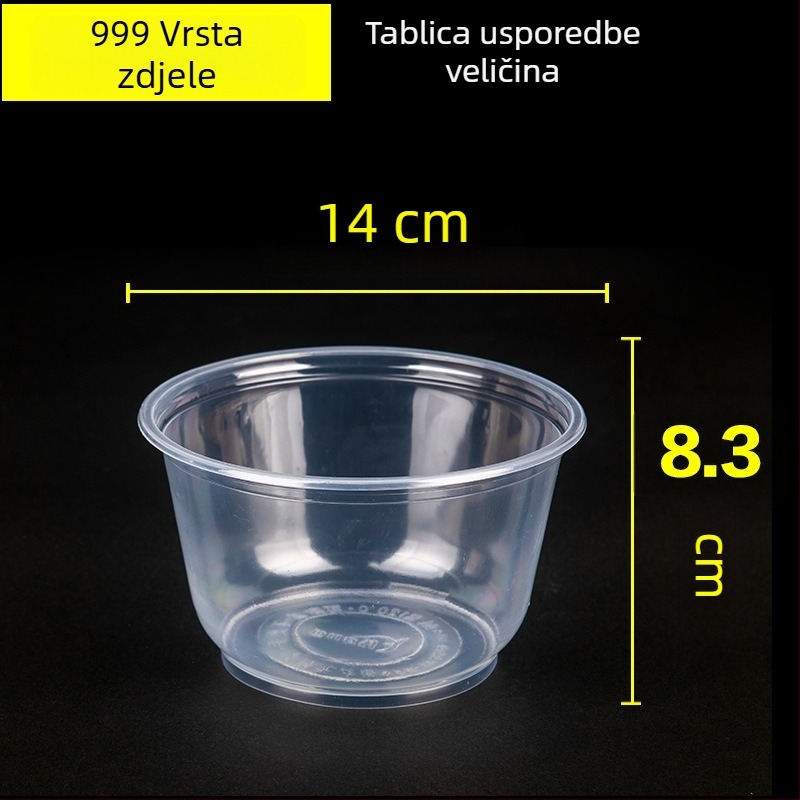 Jednokratna plastična okrugla zdjela za juhu s poklopcem, mikrovalno sigurna, pogodna za tjesteninu, dostavu, restorane i kućne obroke.
