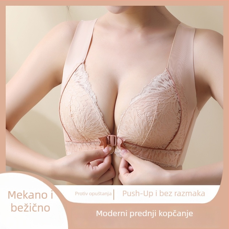 Grudnjak s prednjim zatvaračem, push-up, čipkasta stražnja strana, za male grudi, s opcionalnim punjenjem