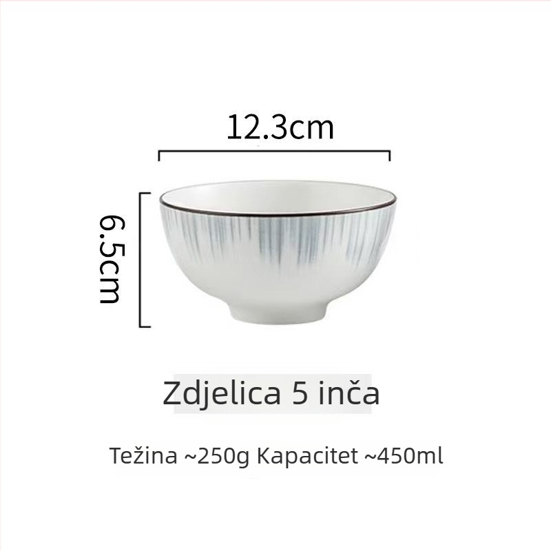 Nordijski keramički set posuđa – porcelanske zdjele, tanjuri i podmetači za kućnu upotrebu; potpuni set posuđa