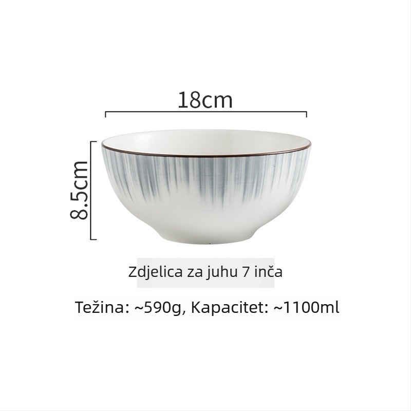 Nordijski keramički set posuđa – porcelanske zdjele, tanjuri i podmetači za kućnu upotrebu; potpuni set posuđa