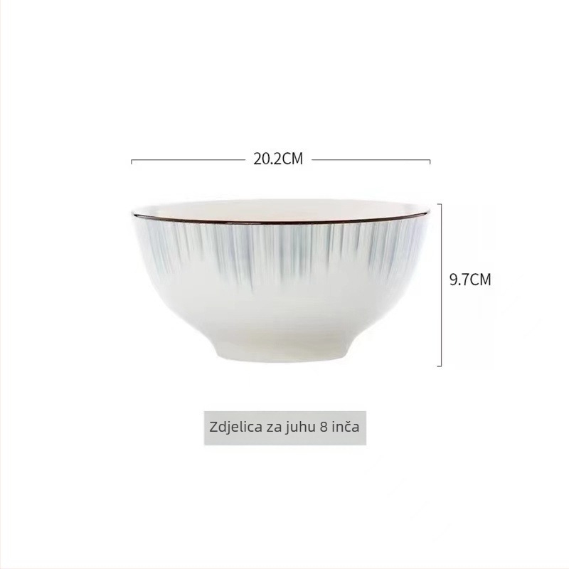 Nordijski keramički set posuđa – porcelanske zdjele, tanjuri i podmetači za kućnu upotrebu; potpuni set posuđa
