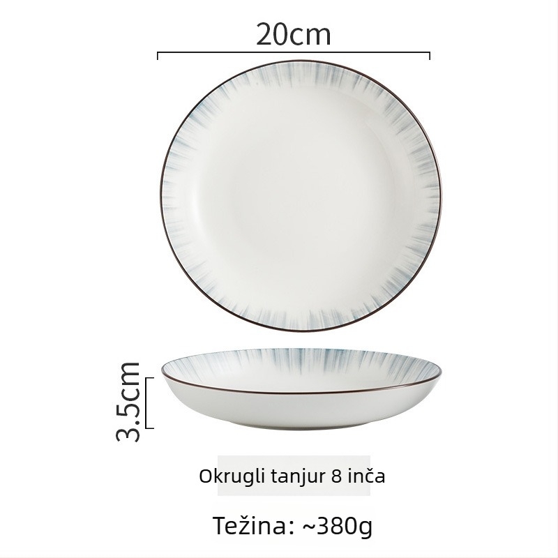Nordijski keramički set posuđa – porcelanske zdjele, tanjuri i podmetači za kućnu upotrebu; potpuni set posuđa
