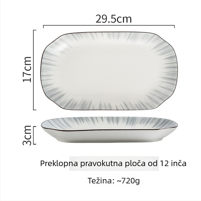Nordijski keramički set posuđa – porcelanske zdjele, tanjuri i podmetači za kućnu upotrebu; potpuni set posuđa
