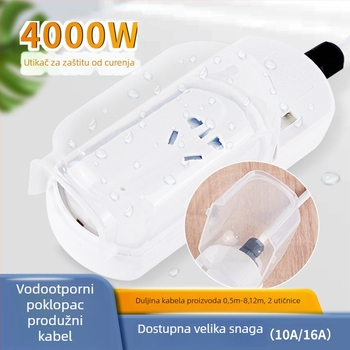 5‑portna vodootporna kupaonska utičnica s zaštitom od propuštanja, za grijač vode i slavinu, pogodna za pametnu WC