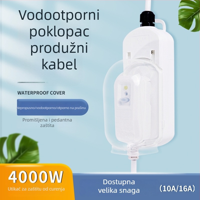 5‑portna vodootporna kupaonska utičnica s zaštitom od propuštanja, za grijač vode i slavinu, pogodna za pametnu WC