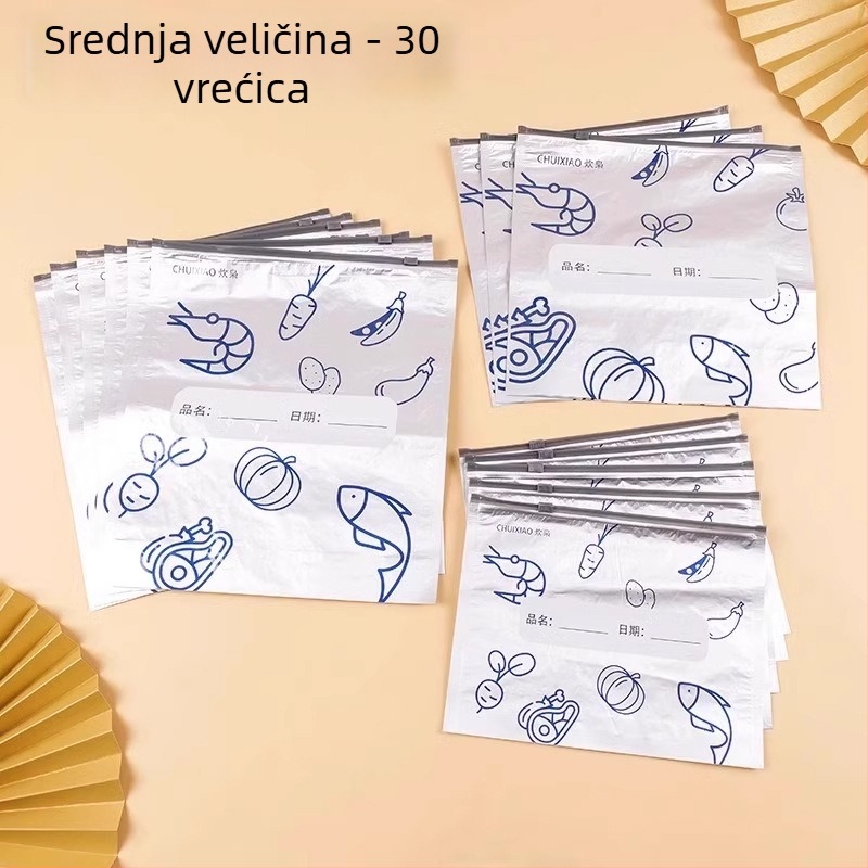 Torbe od aluminijskog folije za hranu, kućna upotreba, zatvaranje zatvaračem s kliznim zaklopom, antibakterijske