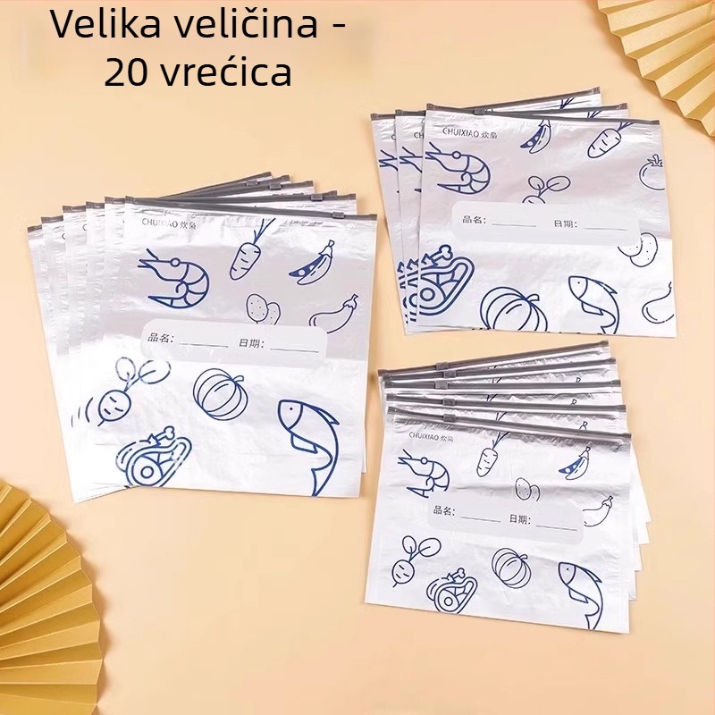 Torbe od aluminijskog folije za hranu, kućna upotreba, zatvaranje zatvaračem s kliznim zaklopom, antibakterijske