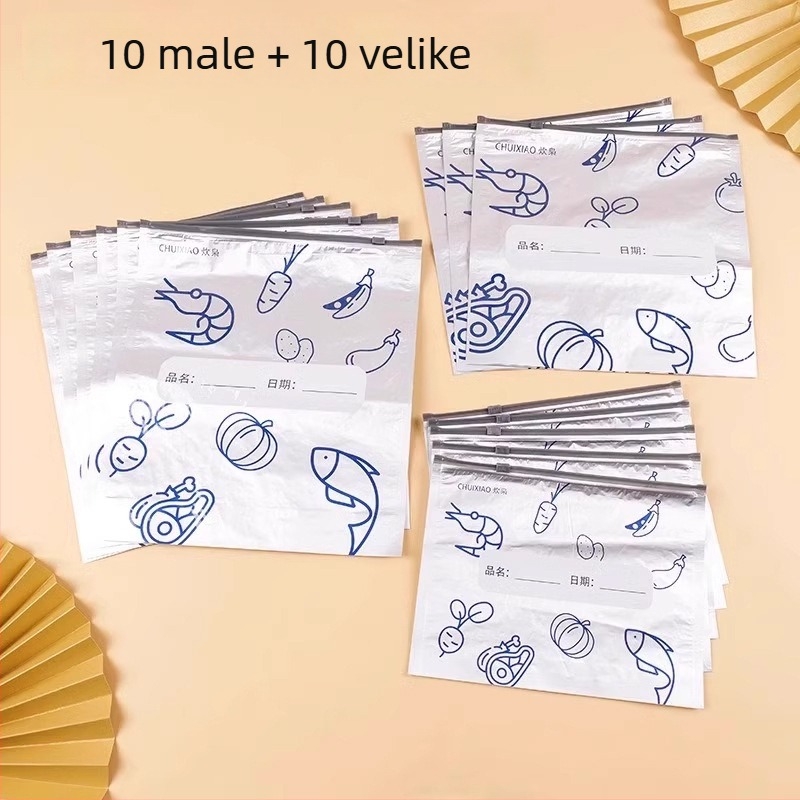 Torbe od aluminijskog folije za hranu, kućna upotreba, zatvaranje zatvaračem s kliznim zaklopom, antibakterijske