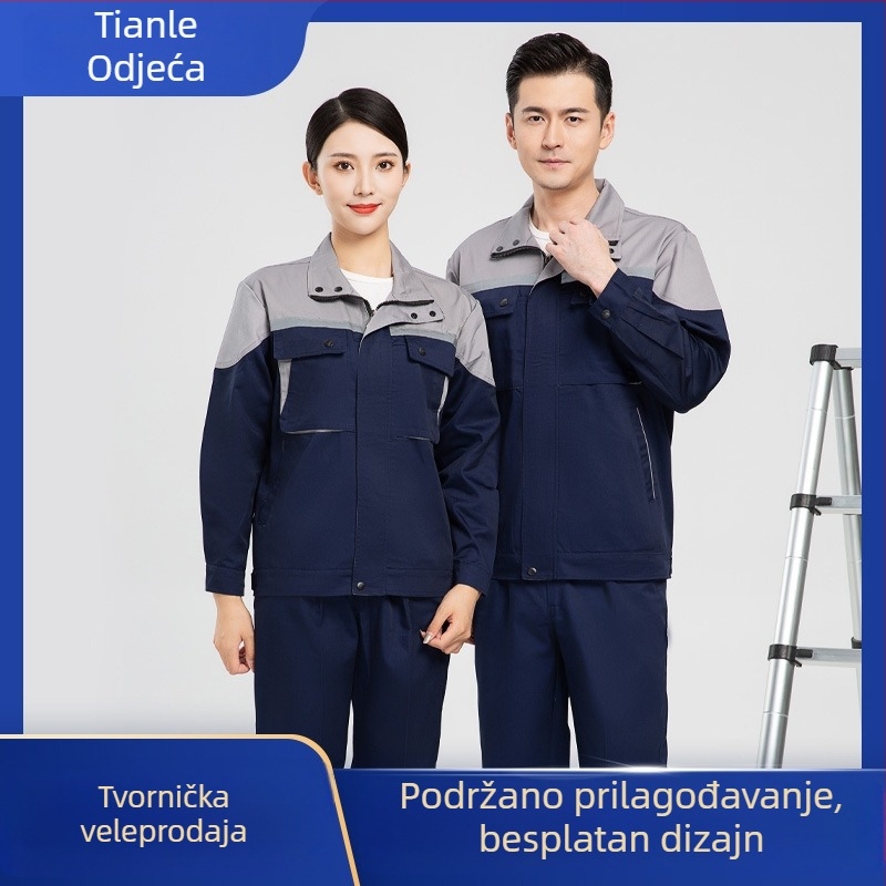 Set radne odjeće s dugim rukavima za popravak automobila, zavarivanje, gradnju i rudarski sektor, s trodimenzionalnim džepovima i reflektirajućim trakama